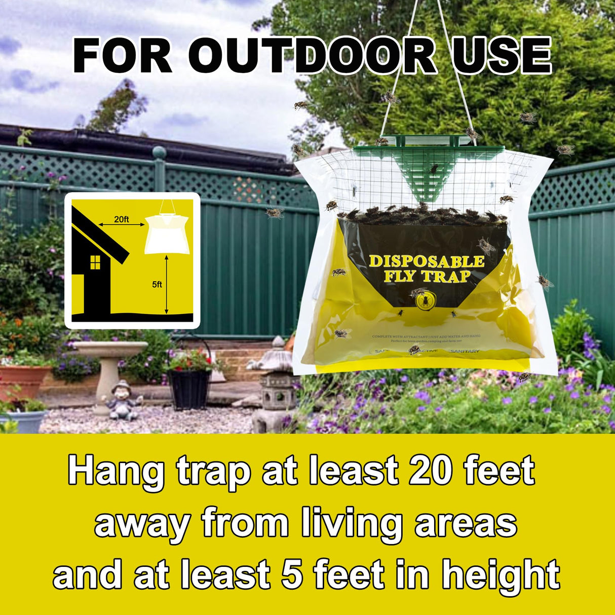 8 Pack Fly Traps Outdoor Hanging, Natural Pre-Baited Fly Bags Outdoor Disposable, Fly Hunter Stable Horse Ranch Fly Trap, Fly Catchers Killer Repellent