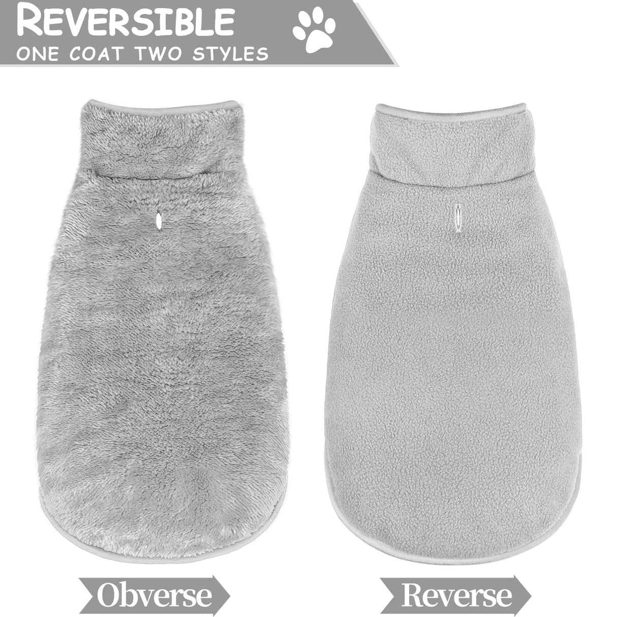 Malier Dog Winter Coat, Reversible Fleece Dog Cold Weather Coats, Windproof Warm Snow Puppy Jacket Vest Pet Clothes for Small Medium Large Dogs (Gray, X-Small)