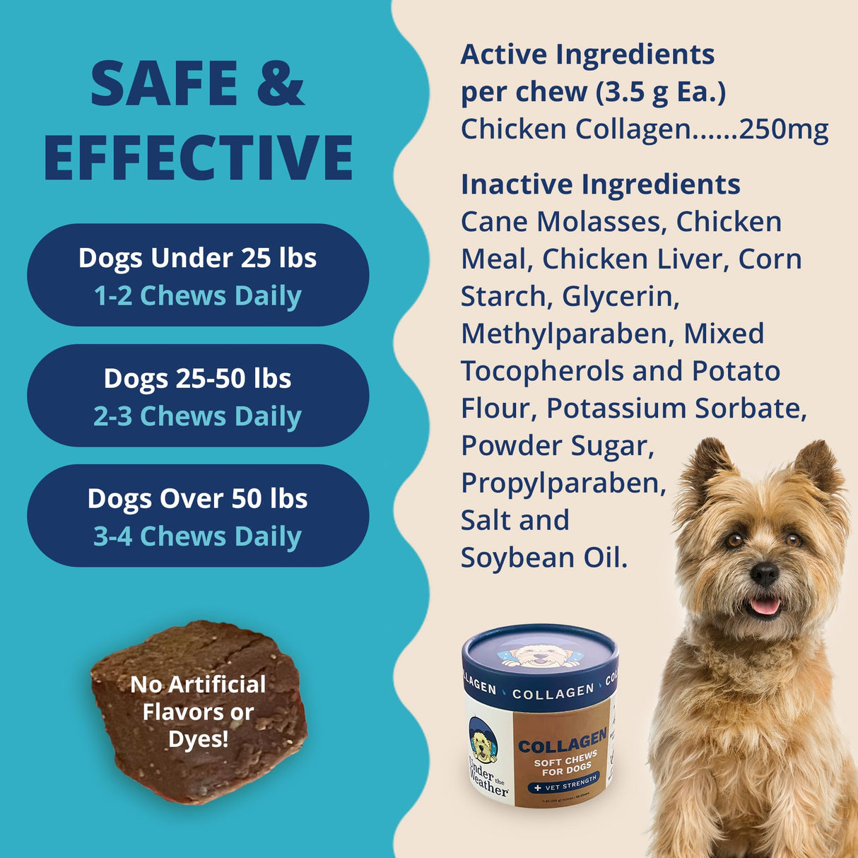 Under The Weather Collagen Chews for Dogs | Promotes Healthy Skin Coat and Stronger Hip & Joint | Improves Overall Mobility | Immunity and Anti-inflammatory Collagen for Dog Supplement | 60 Count