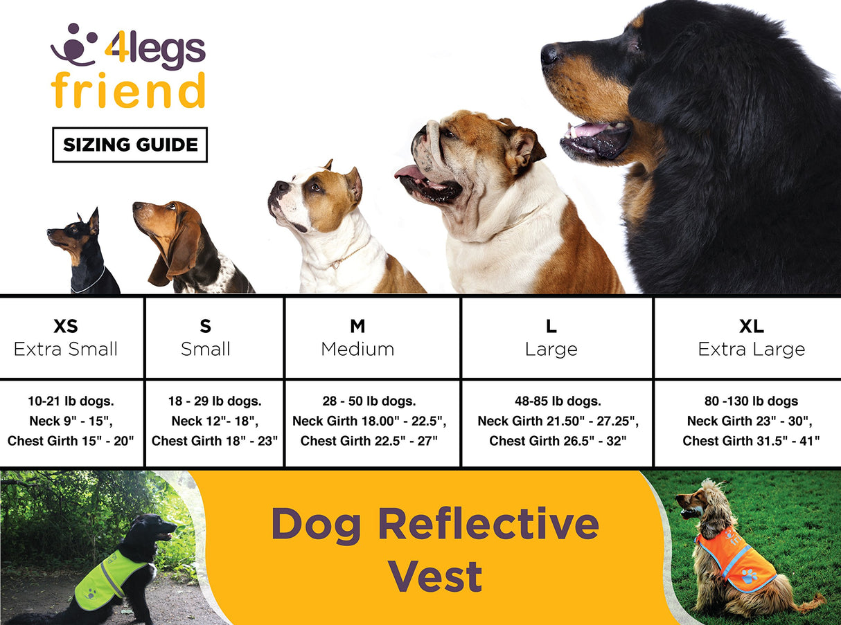 4LegsFriend Safety Reflective Vest for Dogs - High Visibility for Outdoor Activity Day and Night, Protect Your Pet from Cars & Hunting Accidents