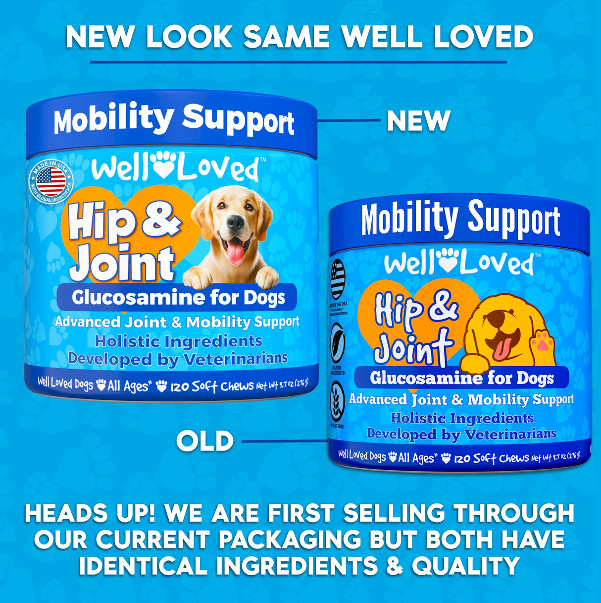 Well Loved Glucosamine for Dogs - Joint Supplement for Dogs, Made in USA, Vet Developed, Glucosamine Chondroitin, Hip and Joint Chews with MSM, Large Breed, Pain Relief, 120 Chews