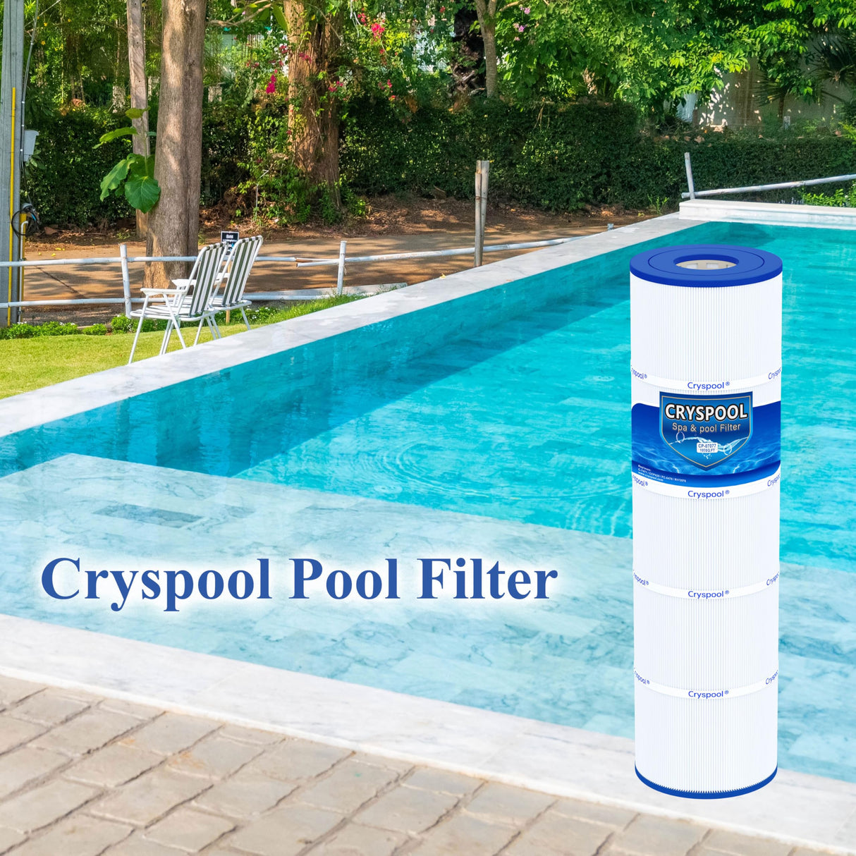 Cryspool® 07077 Filter Compatible with CCP420, Clean and Clear Plus 420, PCC105-PAK4, R173576, 570-0425-07, C-7471, 178584, 817-0106, FC-6470, 4×105 Sq. Ft Pool Filter Cartridges, 4 Pack