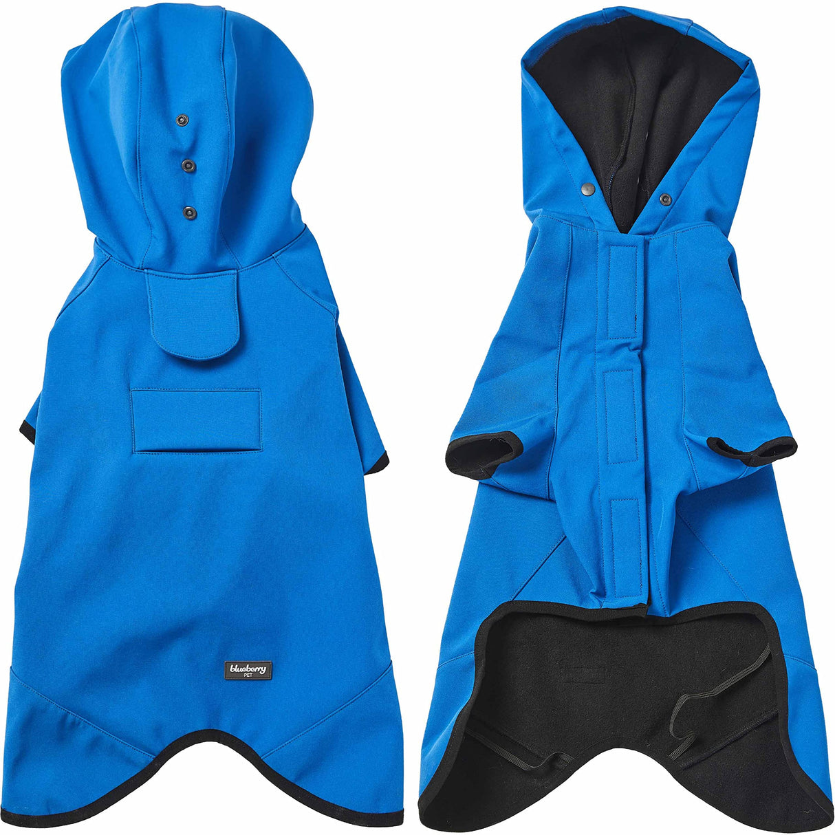 Blueberry Pet 26" Waterproof Dog Softshell Jacket, Hooded Raincoat and Windbreaker with Leash & Harness Hole, Dazzling Blue, Outdoor Rain Gear for Dogs