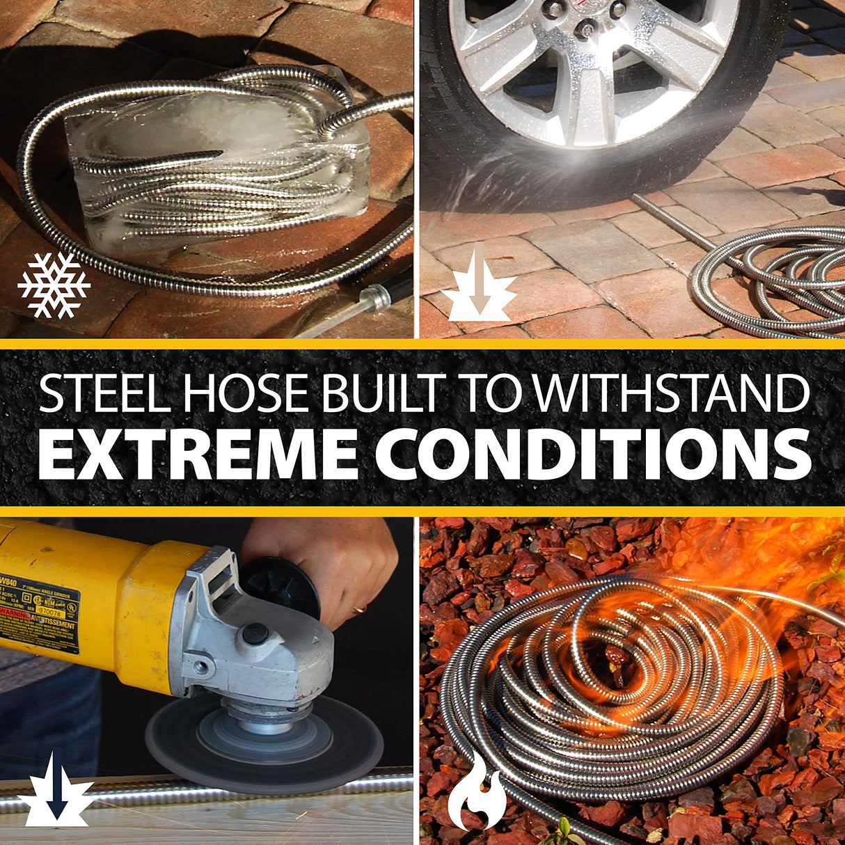 BIONIC STEEL 75 FT Garden Hose with Nozzle, 304 Stainless Steel Metal Water Hose 75Ft 500 PSI