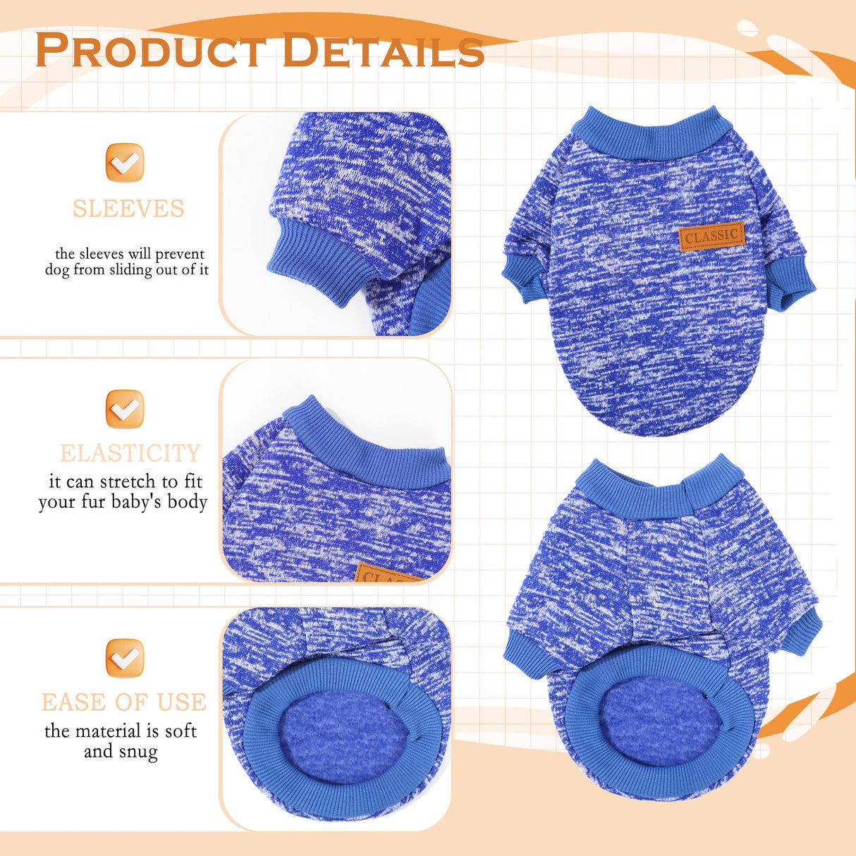 2 Pieces Dog Sweaters for Small Dogs Dog Clothes Female Winter Fleece Puppy Sweaters Warm Pet Outfit for Yorkie, Chihuahua, Bulldog, Dachshund, Pug