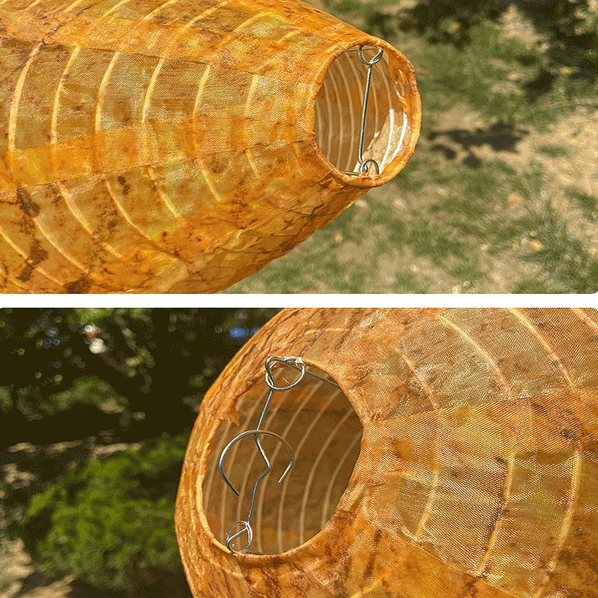Durable Fabric Simulated Wasp Nest Decoy, 4 Pack Eco Friendly Bees Hanging Hornet Defense Wasp Deterrent Lantern Beehive for Home Garden Yard Outdoors
