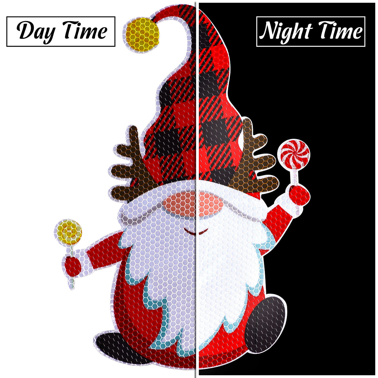43PCS Christmas Car Refrigerator Decorations - Reflective Bulb Light Gnome Magnet Accessories Set Xmas Holiday Cute Decor