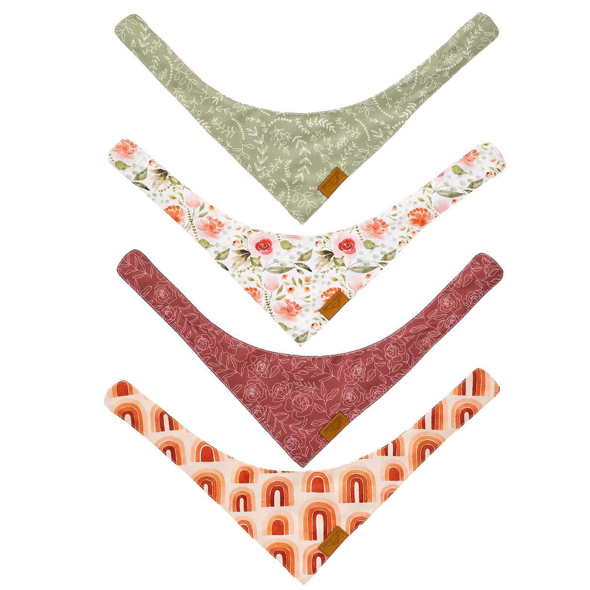 Remy+Roo Small Spring Bandanas - 4 Pack Rubi Set | Premium Durable Adjustable Polyester Fabric | Patented Shape Girl Dog Bandana, Floral Dog Bandana