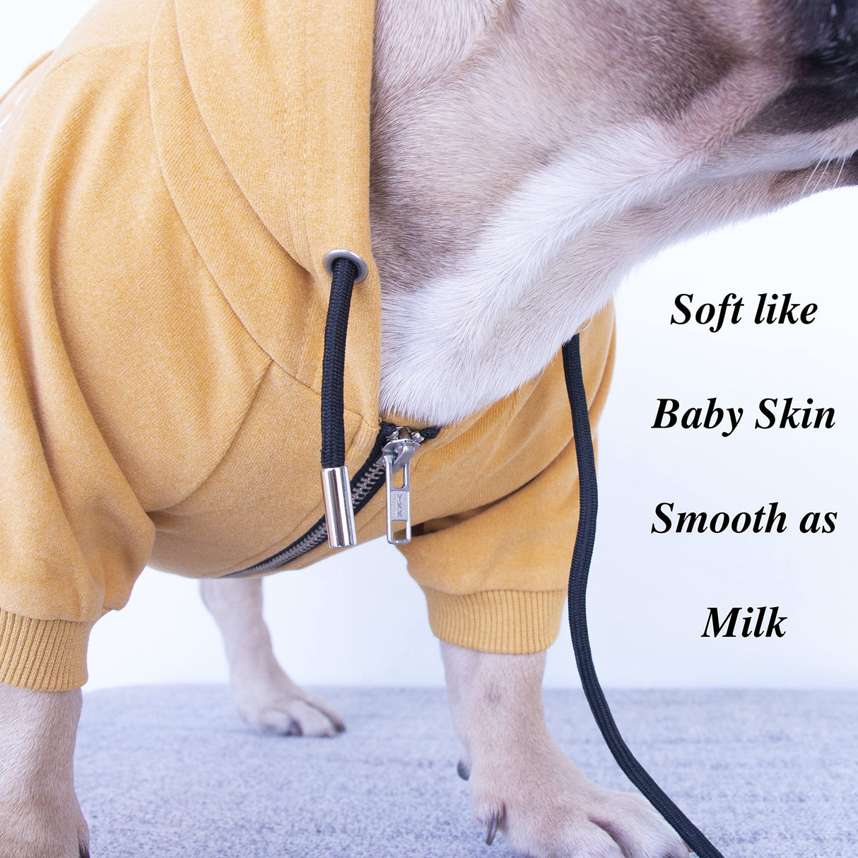 iChoue Exclusive Luxury Soft Pro French Bulldog Clothes Hoodies Sweatshirt Coat for Medium Dogs Frenchie Pug English Corgi Boston Terrier Pitbull - Yellow/Size Small
