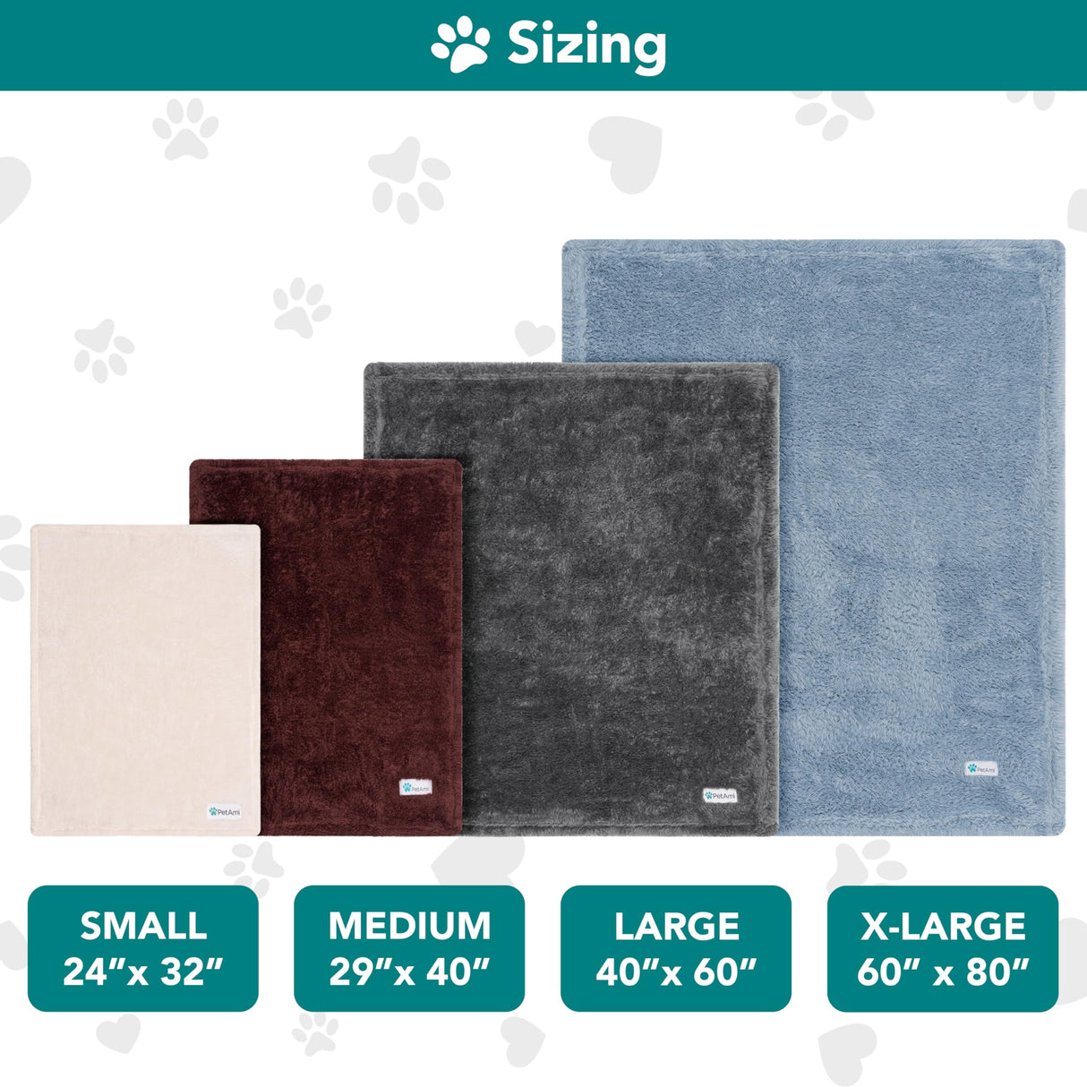 PetAmi Fluffy Soft Dog & Cat Blanket, Blue Sherpa Fleece, Calming Pet Blanket Throw for Bed & Sofa, X-Large 60x80