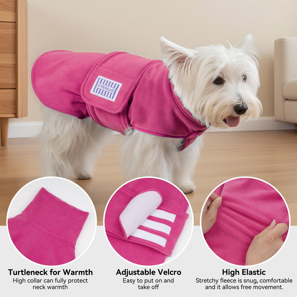 cyeollo Dog Anxiety Fleece Vest, Anxiety Relief Dog Jacket with Adjustable Belly Wrap, Soft Cozy Calming Shirt for Medium Dogs, Comfort Pet Clothes for Thunderstorms, Fireworks, Travel, Rose Red XL