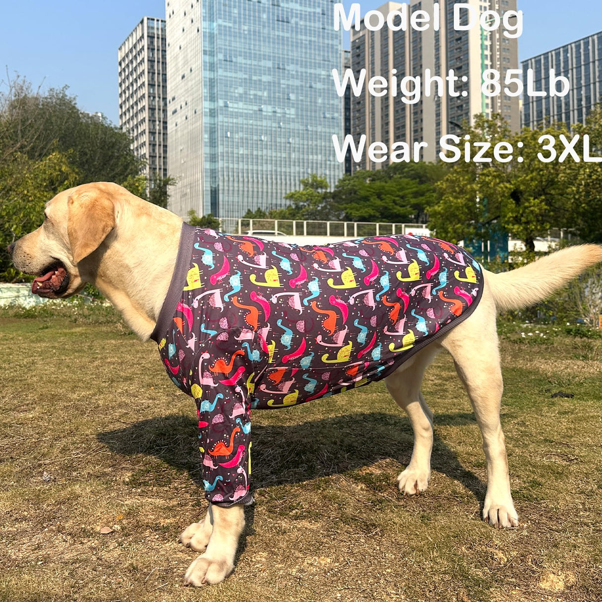 PriPre Dog Grey T Shirts with Color Dinosaur Pattern Printed Pet Shirt Softable Pajamas Large Dogs (XL, Grey)