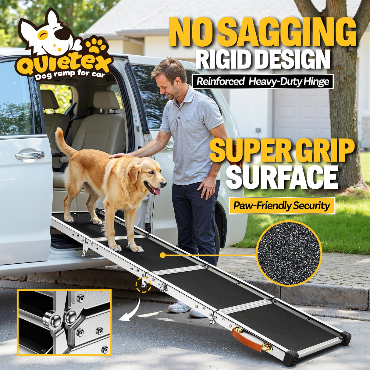 Extra Long 71”Dog Ramp Folding Pet Ramp for Car Large Dogs with Non-Slip Surface Dog Ramps up to 200 lb for Car SUV Truck
