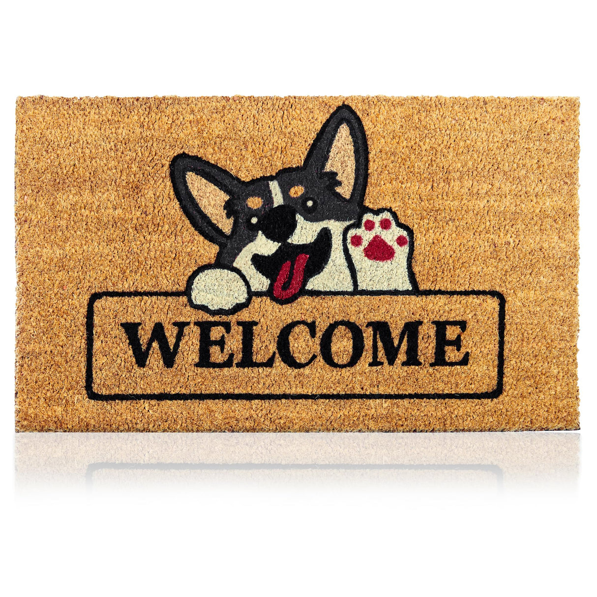 Welcome Dog - 17"x29" - Coir Door Mat with Heavy Duty Backing - Welcome Mats for Entryway, Porch - Anti-Slip PVC & Coconut Fiber Surface - Natural Home Accessories, Minimalist Original Design