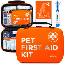 Load image into Gallery viewer, ARCA PET Cat & Dog First Aid Kit for Car - Pet Emergency Kit for Home Office Travel – Dog Camping Essentials with Digital Thermometer, Muzzle & Mini First Aid Pouch