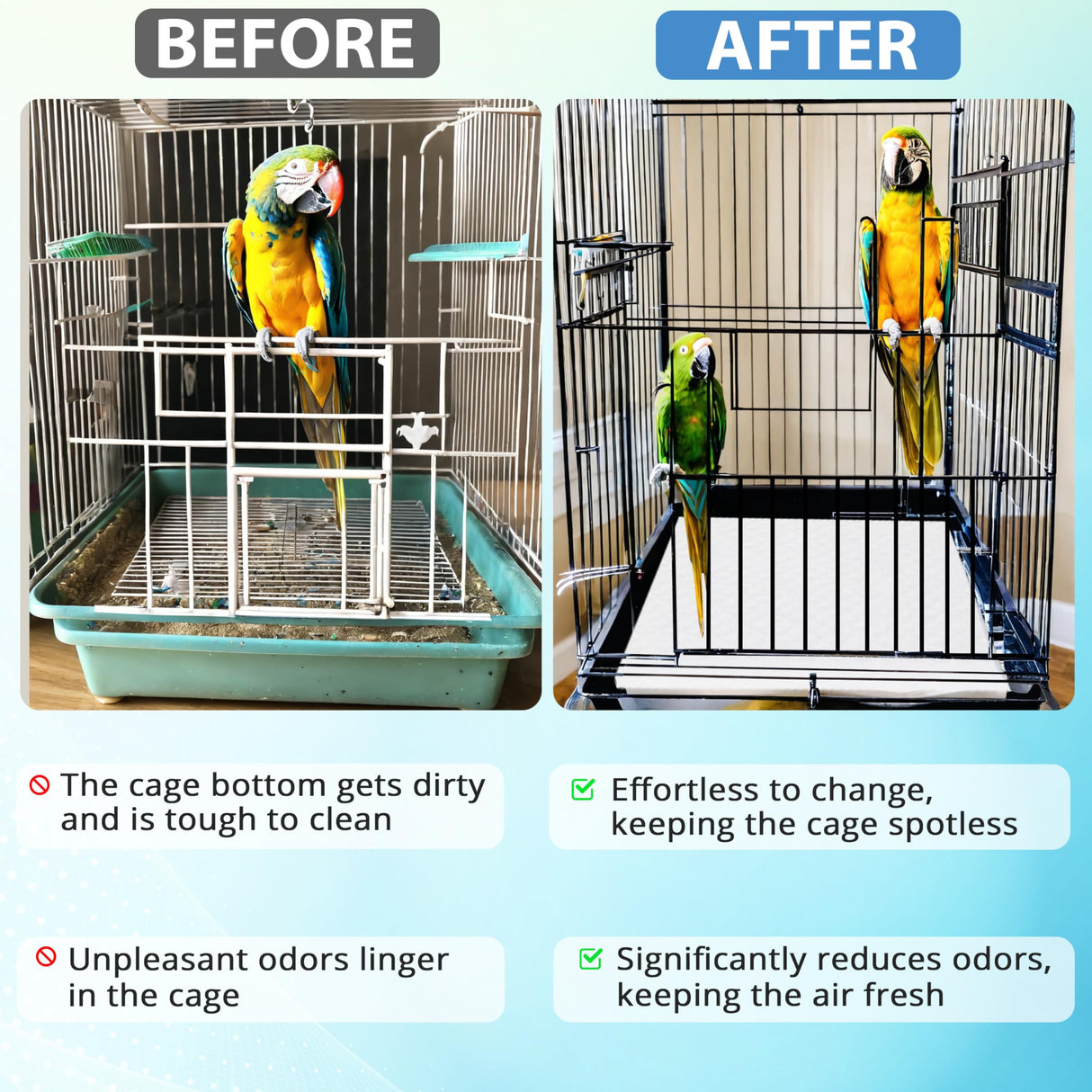 14" X 18" Disposable Bird cage Liners 50 Units, Super Absorbent, Parakeets, Cockatiels, Doves, Canaries, Parrots