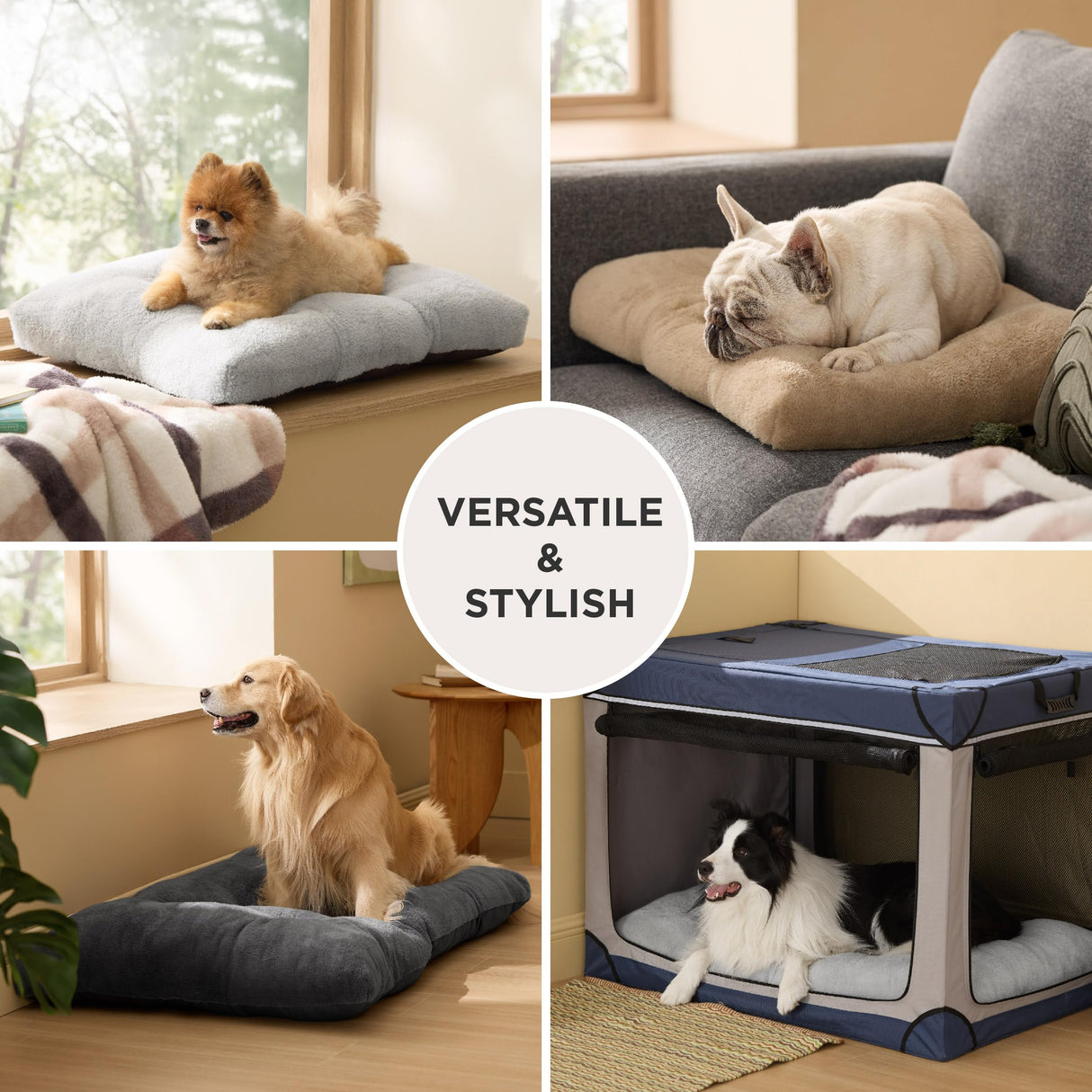 Bedsure Small Dog Bed for Crate Washable, Comfort Fluffy Plush Pillow Bed Crate Pad, Non-Slip and Machine Washable Kennel Pet Sleeping Mat for Puppy/Cat, 24"x17", Gray