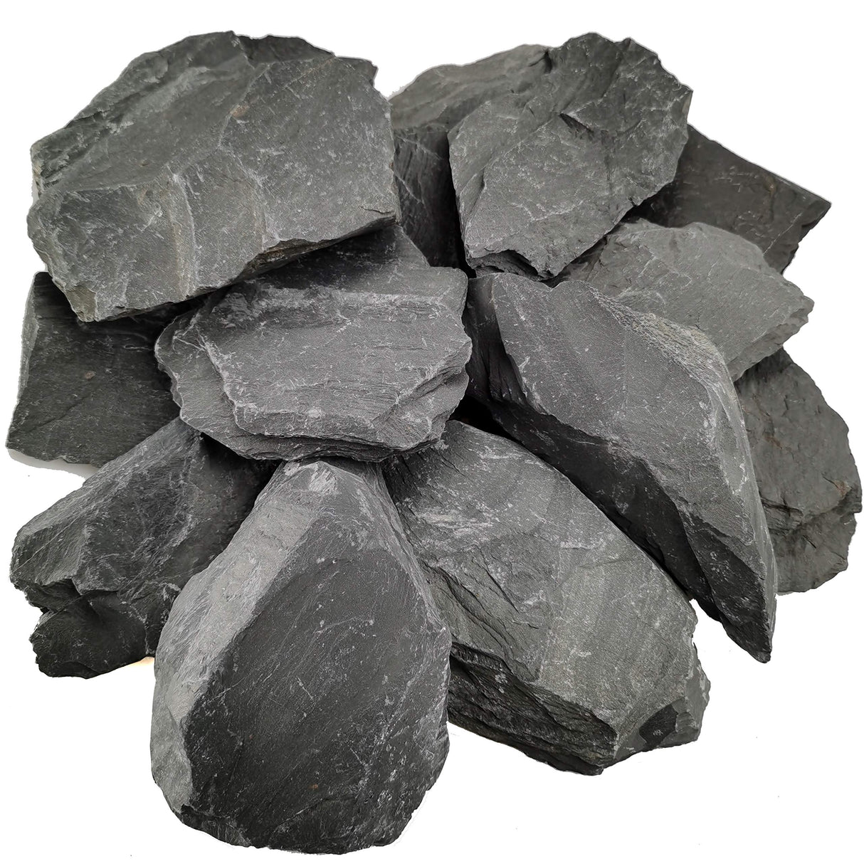 Voulosimi Natural Slate Rocks PH Neutral Stone Perfect Rocks for Aquariums, Landscaping Model,Tank Decoration,Amphibian Enclosures (12 LB, 5-7 inch)