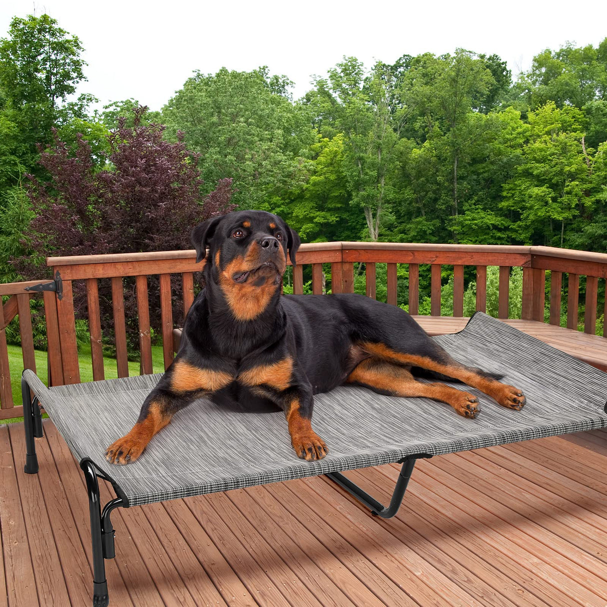 Veehoo XXL Outdoor Elevated Dog Bed, Raised Dog Cot for Extra Large Dogs, Cooling Washable Waterproof Pet Hammock Beds with Slope Headrest, Breathable Mesh and Sturdy Frame, XX-Large, CWC2204