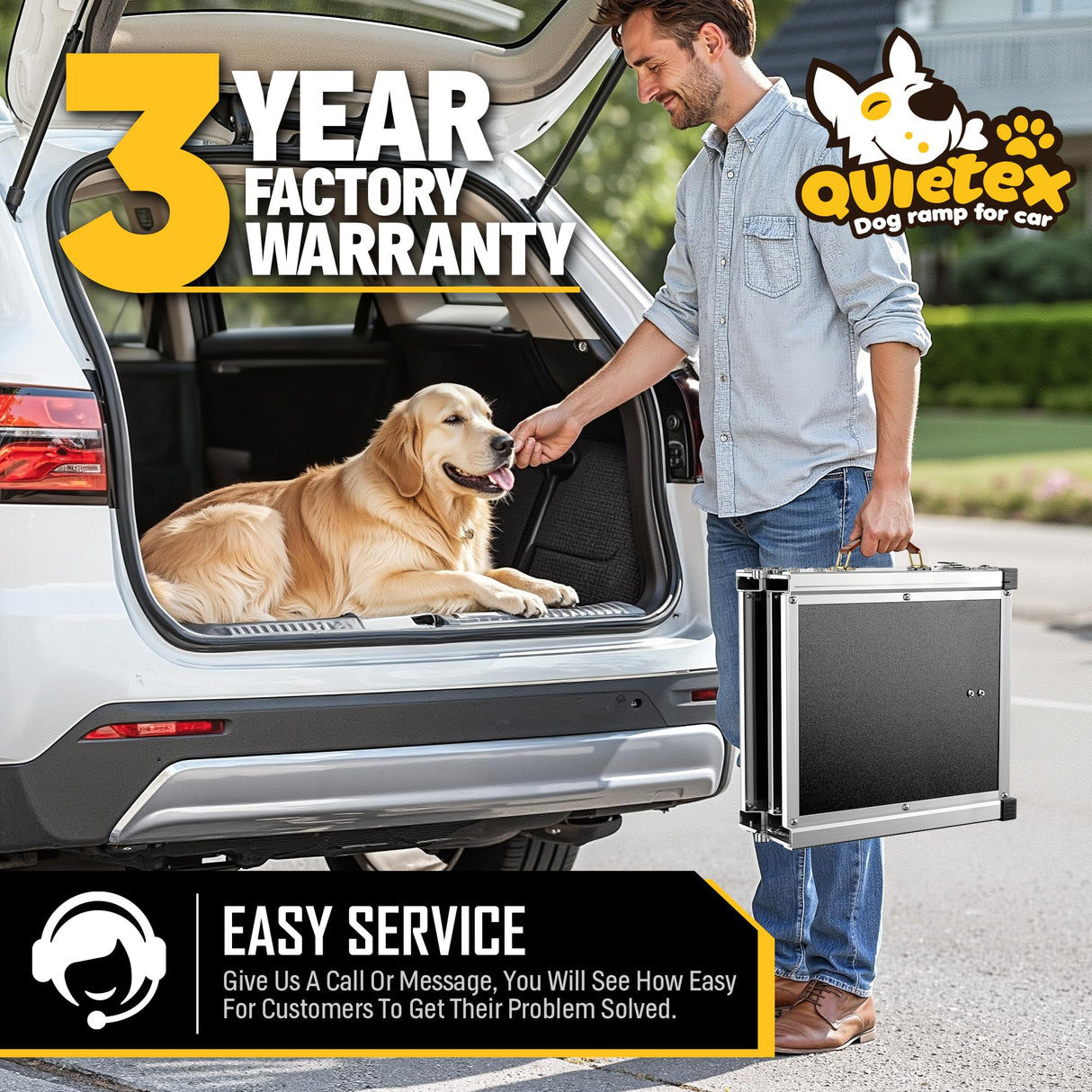 Extra Long 71”Dog Ramp Folding Pet Ramp for Car Large Dogs with Non-Slip Surface Dog Ramps up to 200 lb for Car SUV Truck