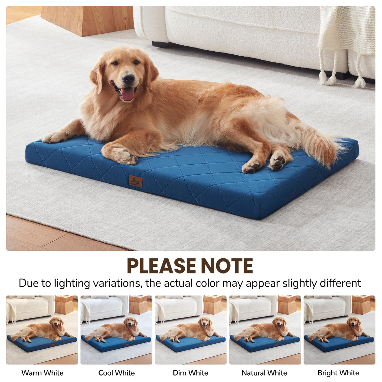 Warmrest Orthopedic Dog Beds for Large Medium Dogs, Washable Pet Bed Mat with Removable Cover, Waterproof Egg Crate Foam Puppy Bed Anti Slip, 36" x 27"