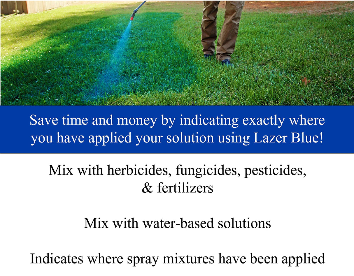 Liquid Harvest Lazer Blue - 32 Ounces - Concentrated Spray Pattern Indicator - Perfect Weed/ Fertilizer Marking Dye, Turf Mark and Blue Herbicide Marker