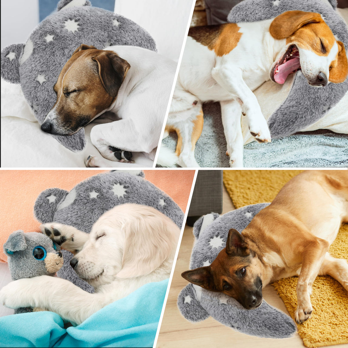 Maiiu Pet Calming Pillow for Dogs, Soft U-Shaped Pillow Glow in The Dark, Joint Relief, Sleep Comfortably,Suit for Small, Medium, Large Dogs, Fluffy Pet Neck Pillow (M-Gray)