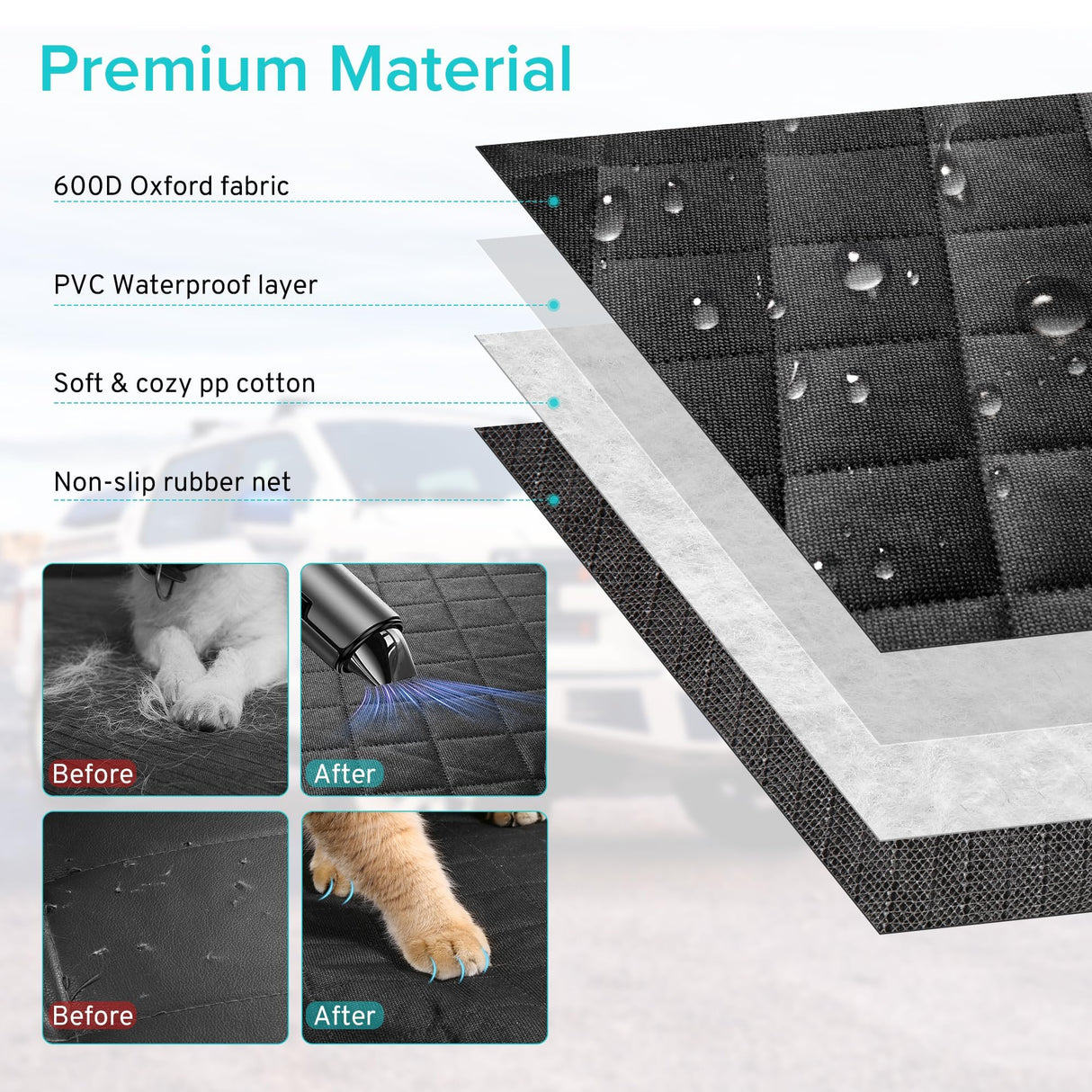 Truck Dog Seat Cover Compatible with Honda Passport/Pilot/Ridgeline Back Seat Accessories 2000-2023 2024 2025, Waterproof Car Pet Bench Backseat Covers with Non-Slip Backing