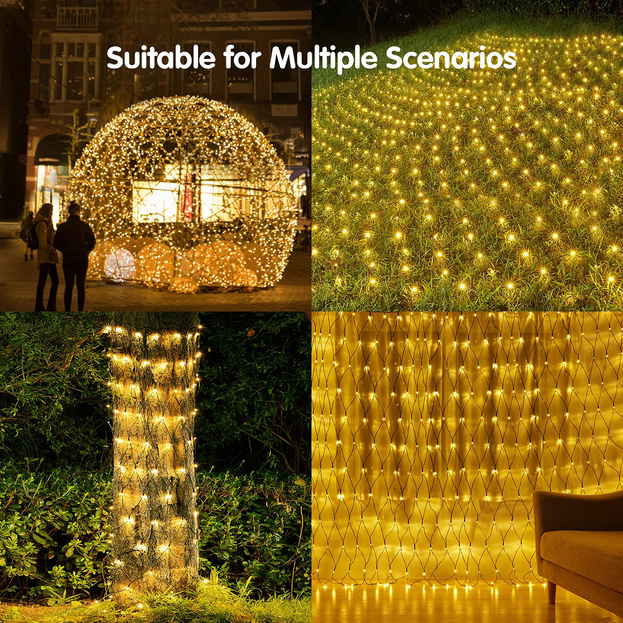 BlcTec Christmas Net Lights, 360 LEDs 9.8ft x 6.6ft Outdoor Christmas Bush Lights with 8 Modes, Timer, Connectable, Waterproof and Sturdy Green Weir for Trees, Bushes, Outdoor Christmas Decorations