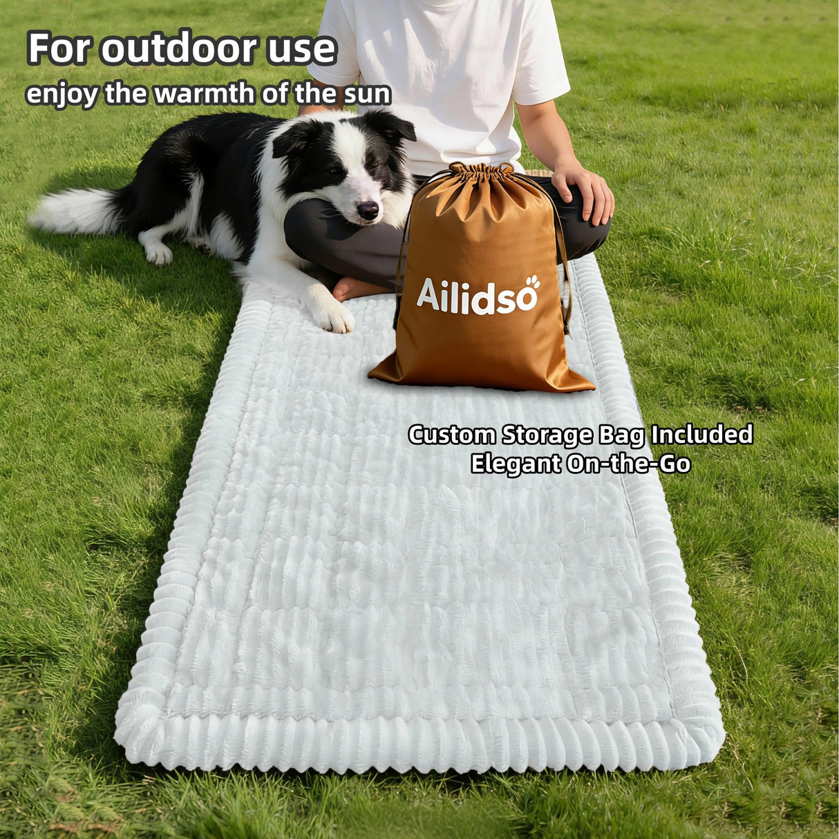 Ailidso Dog Car Seat Cover, Pet Couch Covers for Car and Sofa, Non-Slip Backseat Pet Bed Mat, Machine Washable, Soft Plush Travel Seat Protector with Portable Storage Bag (White,23.6''×70'')