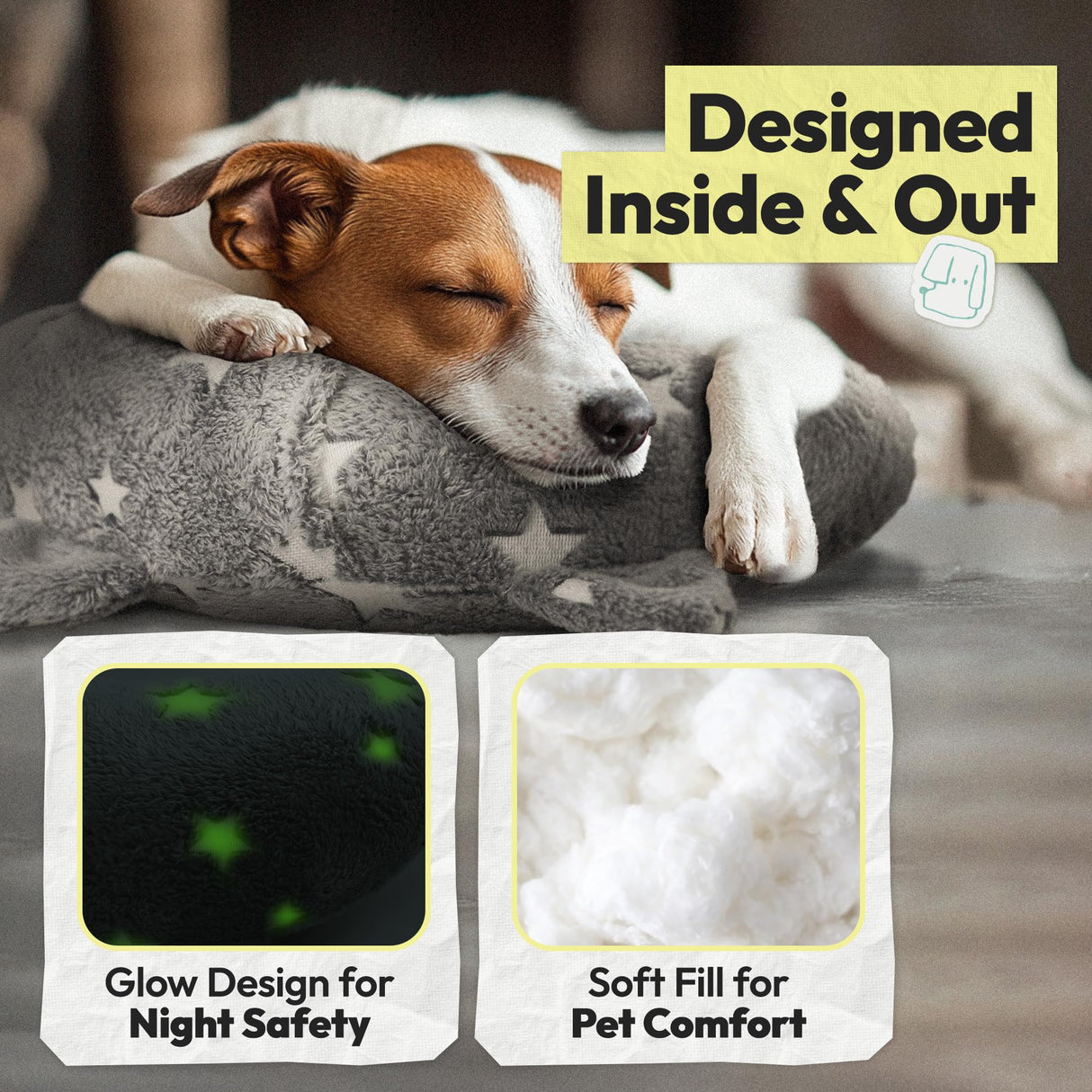 POMESEA Dog Calming Pillow, Glow in The Dark Dog Put Head on, Soft Question Mark Pillows for Dogs, Kids, Adults, Washable Dog Bed Pillow, Cozy Dog Body Pillow (L Gray)