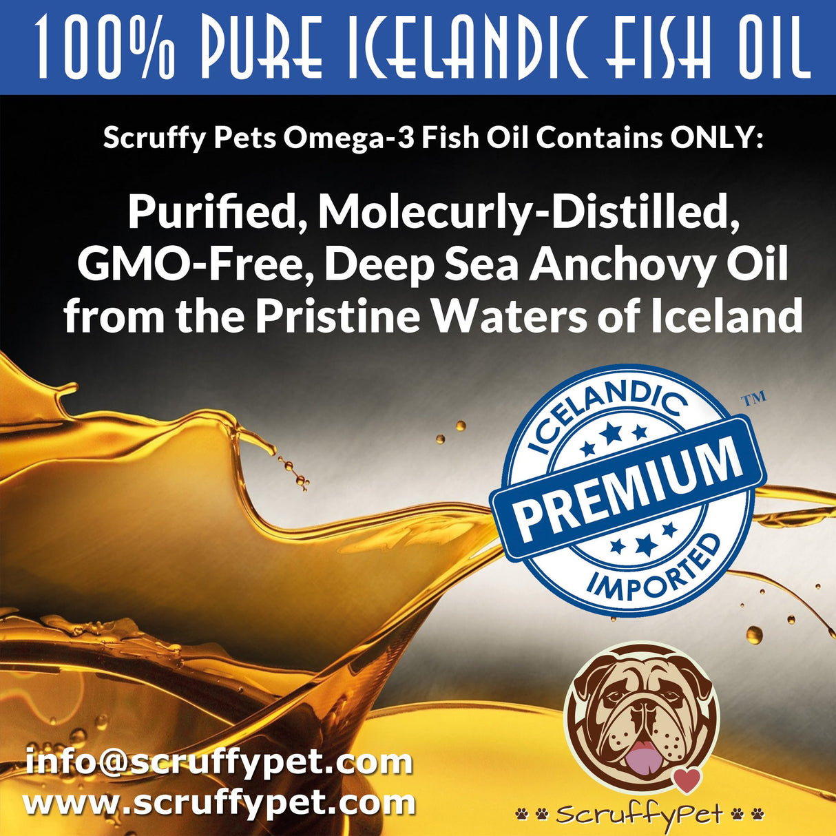 ScruffyPet Pure Omega 3 Wild Fish Oil for Dogs with Vitamin E - Highest EPA & DHA Softgels Available (1000mg) 180ct