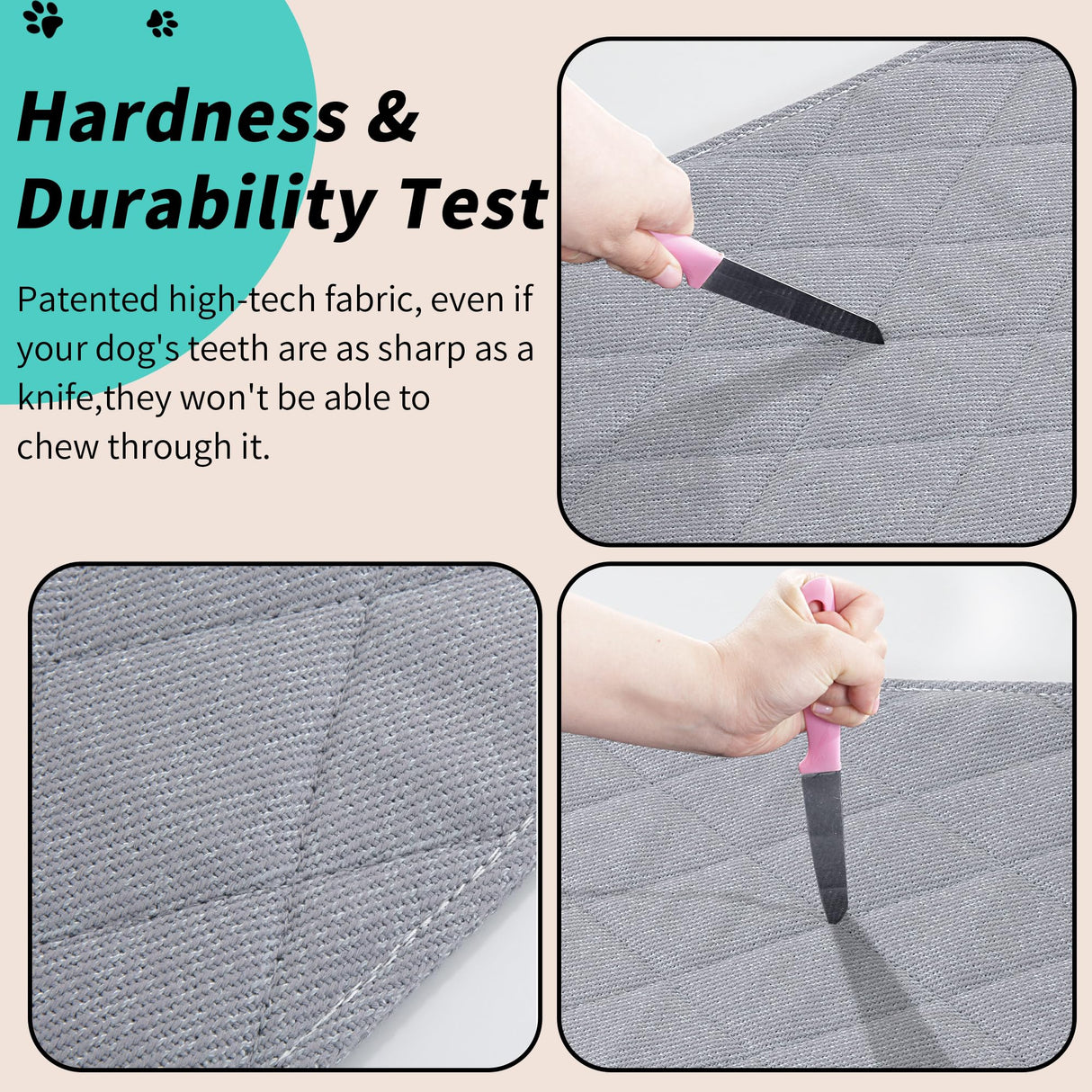 MABOZOO Indestructible Dog Bed, Chew Proof Crate Pad for Aggressive Chewers - Machine Washable Quilted Mat for Small Dogs - Durable Grey Kennel Pad (22x35 in)