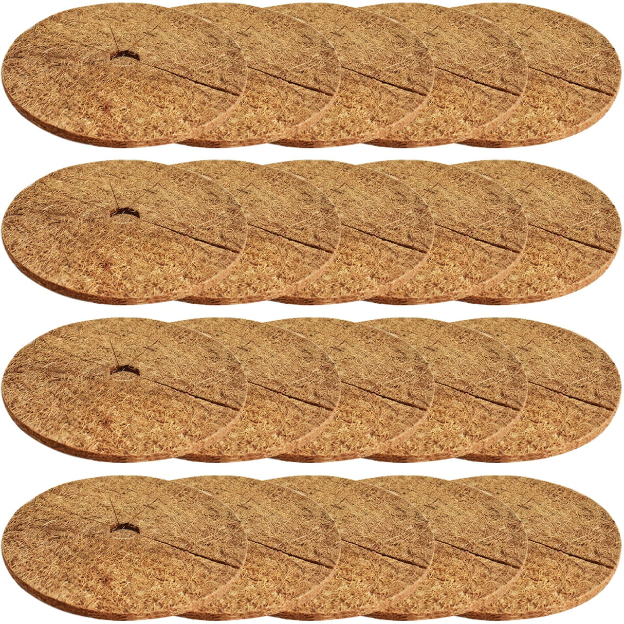 ZeeDix 20 Pcs Coconut Fibers Mulch Ring Tree Protector Mat- 11.8'' Plant Cover Mulch Mat Weed Mats Coco Coir Mulch Ring for Indoor Outdoor Trees, Disc Plant Cover, Flower Pot, Tree Plant Ring Mats