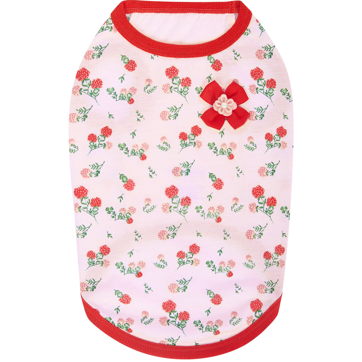 Blueberry Pet Pack of 2 Soft & Comfy Spring Hope Floral Cotton Blend Dog T Shirts Tank Top, Back Length 10", Clothes for Dogs
