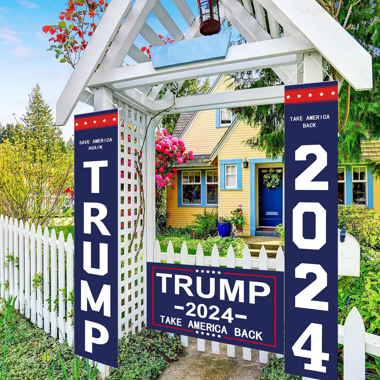 Ouraqto Trump 2024 Flag Yard Signs Trump Banner Trump Merchandise Take America Back Garden Flag Donald Trump MAGA for Outside Outdoor Decorative