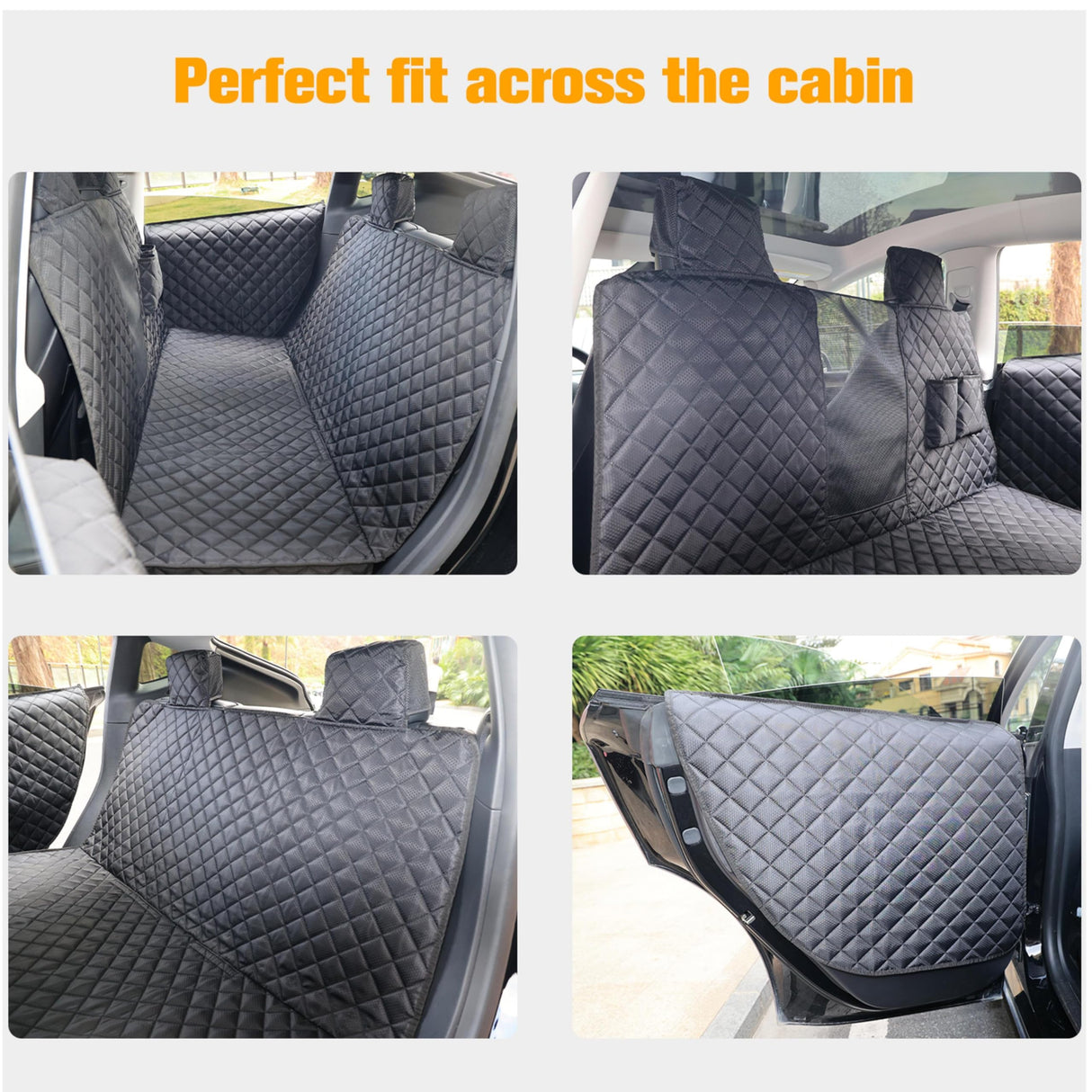 LIFTGO Dog Seat Cover for Tesla Model 3 & Y - Waterproof Back Seat Hammock with Mesh Window & 2 Door Protectors - Scratch & Mud Protection
