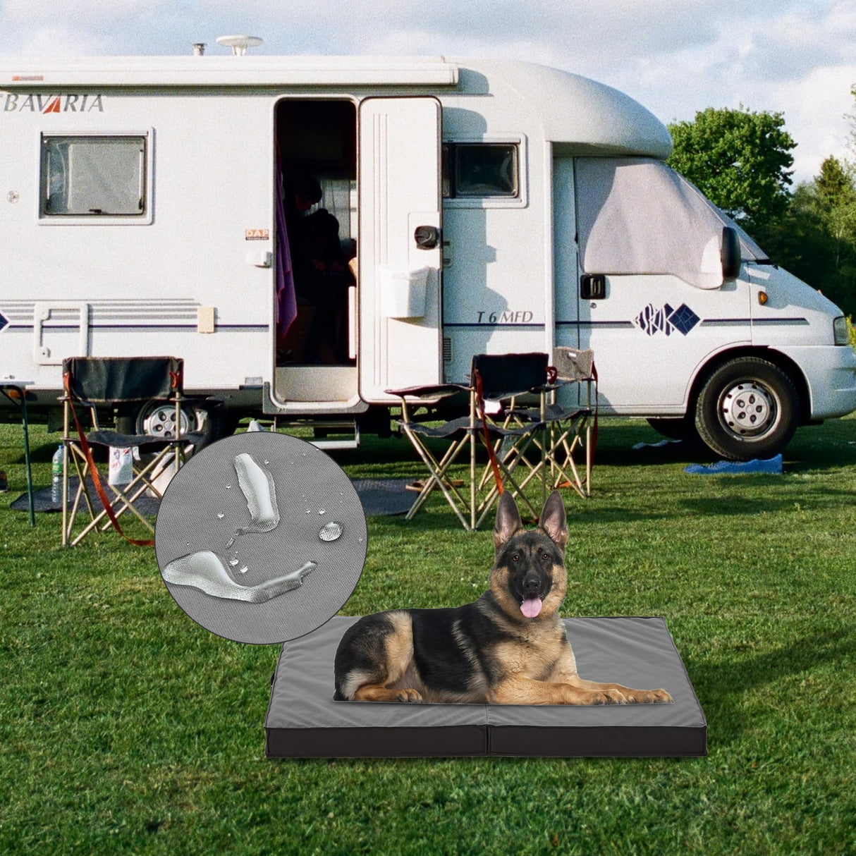 PETABBY Outdoor Dog Bed for Large Dogs, Waterproof & Washable, Foldable & Orthopedic, 41" All Weather
