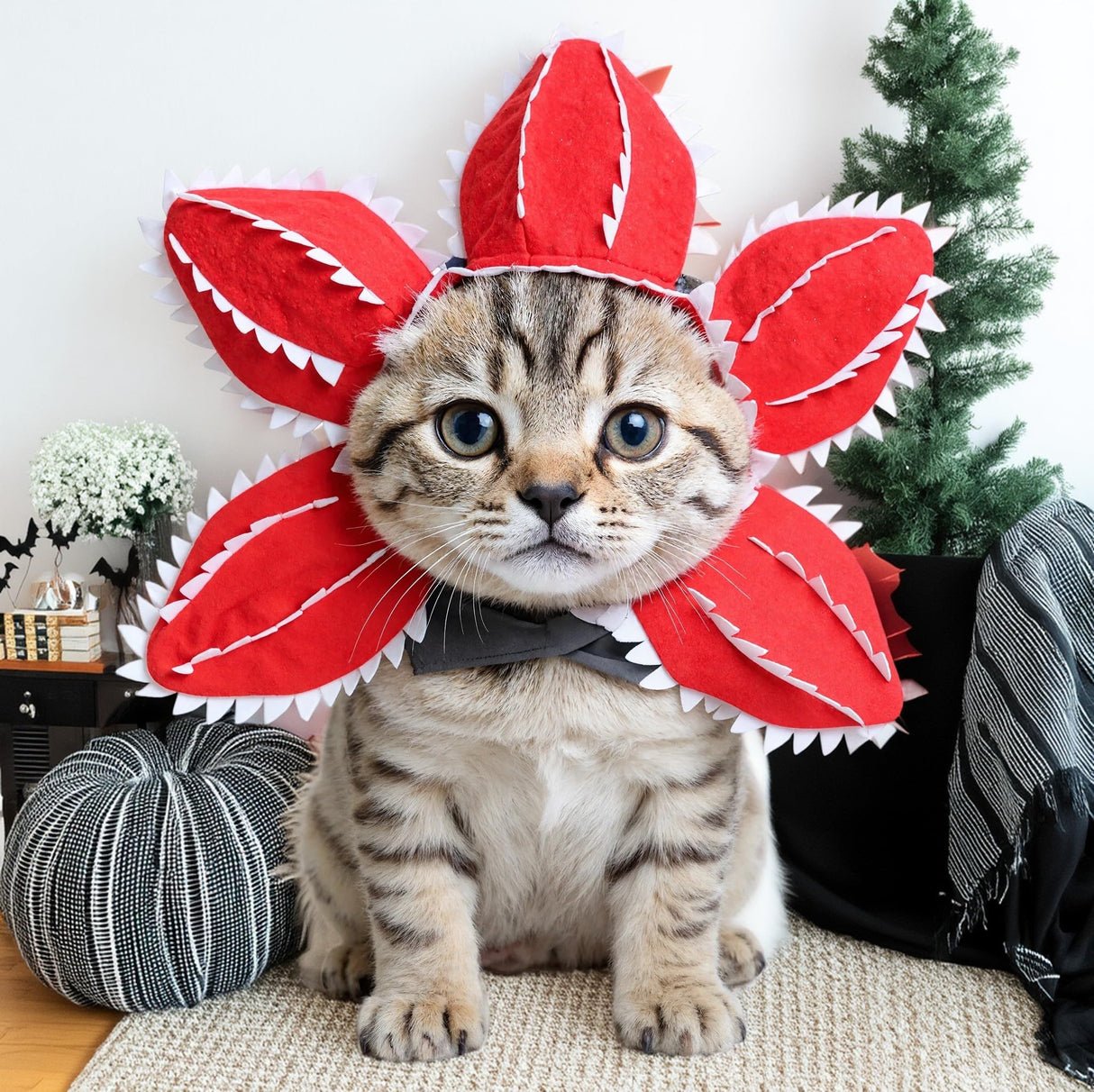CHEERTAILS Dog Costume Hat Ear Wrap Piranha Plant Design, Funny Dog Halloween Costumes Headwear, Warm Pet Ear Head Wrap for Cold Weather, Pet Cosplay Clothes for Birthday Party, Christmas,M