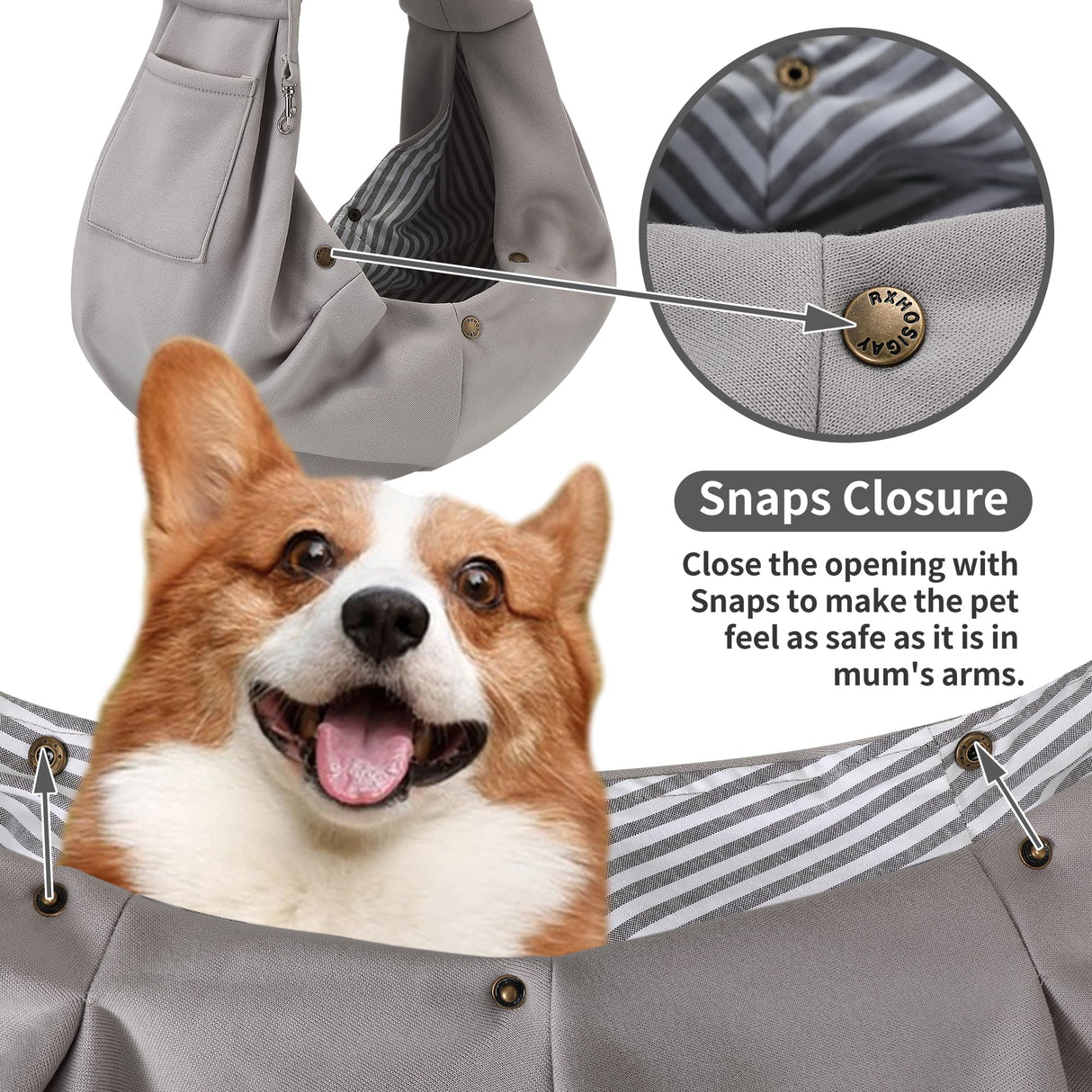 RXHOSIGAY Small Pet Carrier Pouch Sling for Daily with Adjustable Strap Pocket Safety Buckle for Puppy Dog Papoose and Cat Kitten Grey