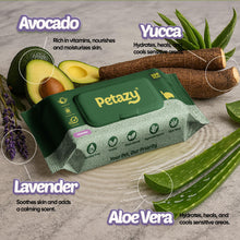 Load image into Gallery viewer, Petazy 400 Dog Wipes for Paws and Butt Ears Eyes | XL 8X8 Organic Pet Wipes for Dogs | Lavender Scent Dog Wipes Cleaning Deodorizing | Extra Thick Paw Wipes for Dogs Cats Pets | +4 Bonus Glove Wipes