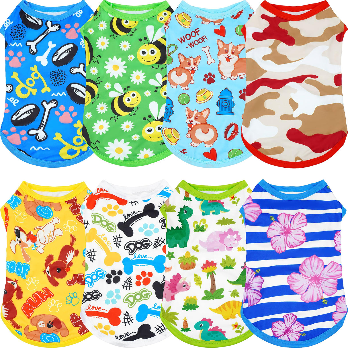 JpGdn 8PCS/Pack Dog Shirts Male for XXXL Dog Boy Sleeveless T Shirts Soft Stretchy Tank Top Tee Vest