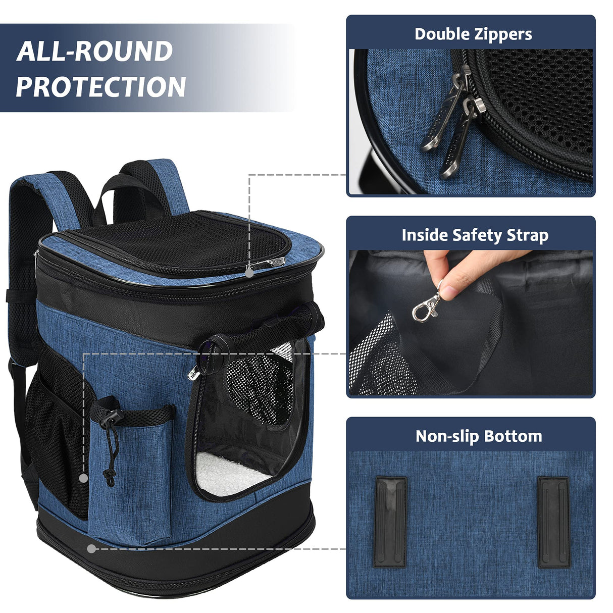 Kritter Planet Pet Carrier Backpack for Cats Dogs, Breathable Pet Backpack with 4 Mesh Window, Portable Pet Carrier for Camping