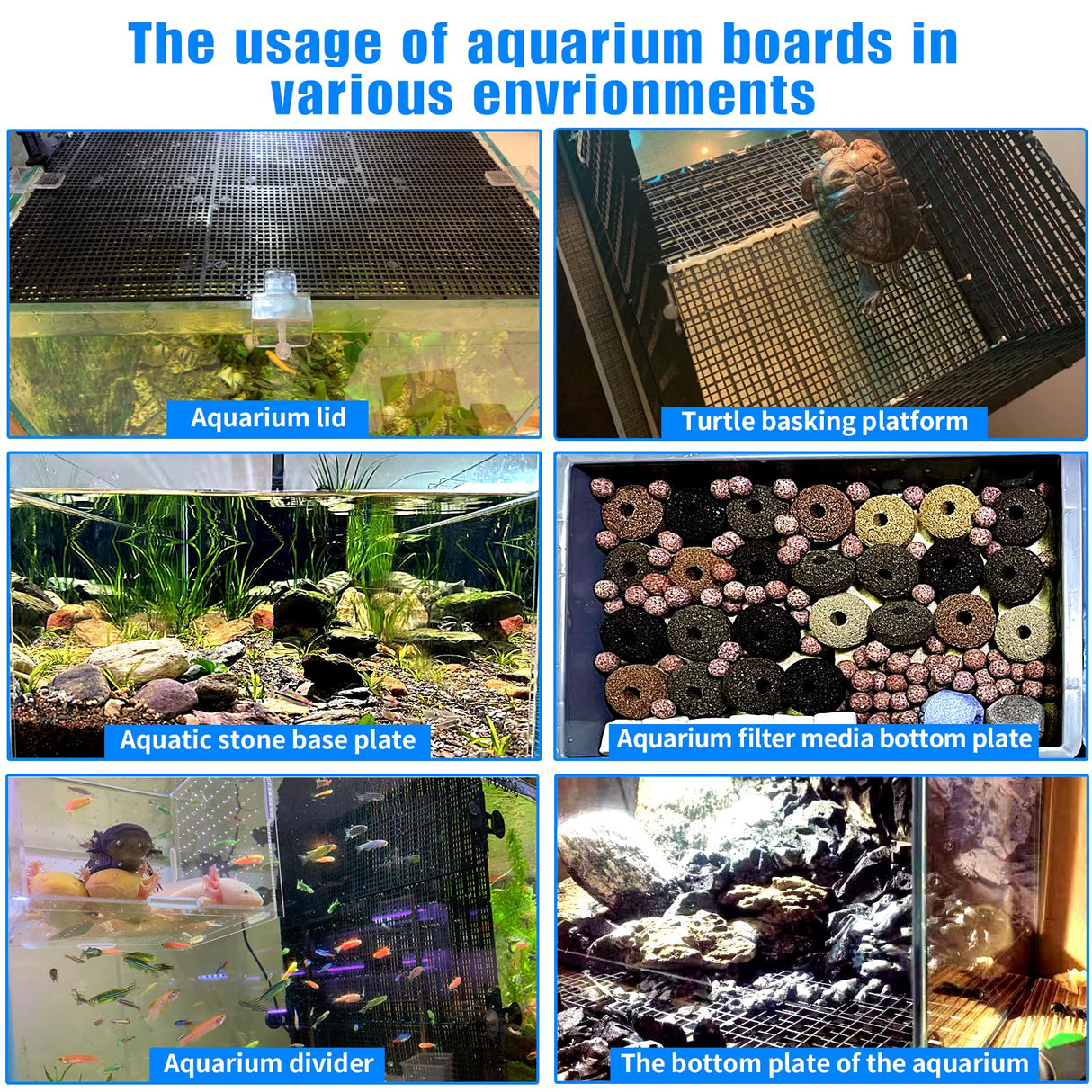 8pcs Fish Tank Divider with 10 pcs Suction Cups DIY Adjustable Aquarium Divider Filter Bottom Fish Tank Isolation Board Egg Crate