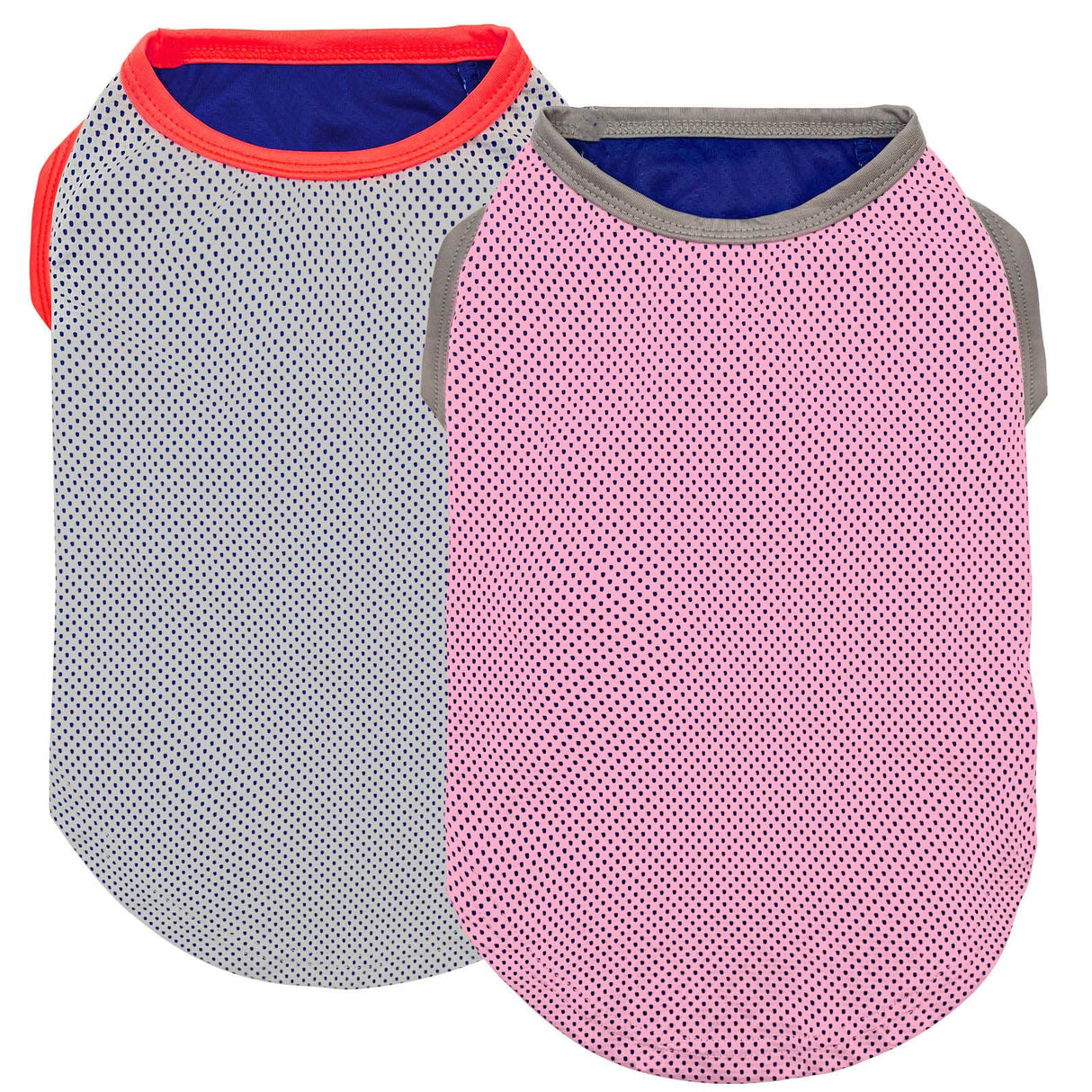 KYEESE 2 Pack Dog Cooling Shirts - Breathable Instant Cooling Vests, Lightweight for Summer Dog Apparel, Pink+Grey, Small