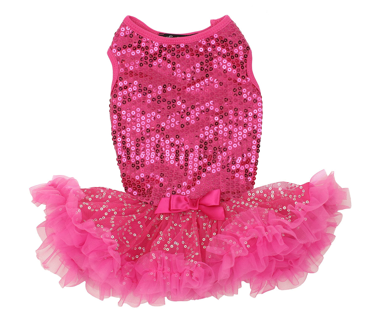 Pawpatu Hot Pink Glitzy Sequins Costume Dress for Dogs Medium