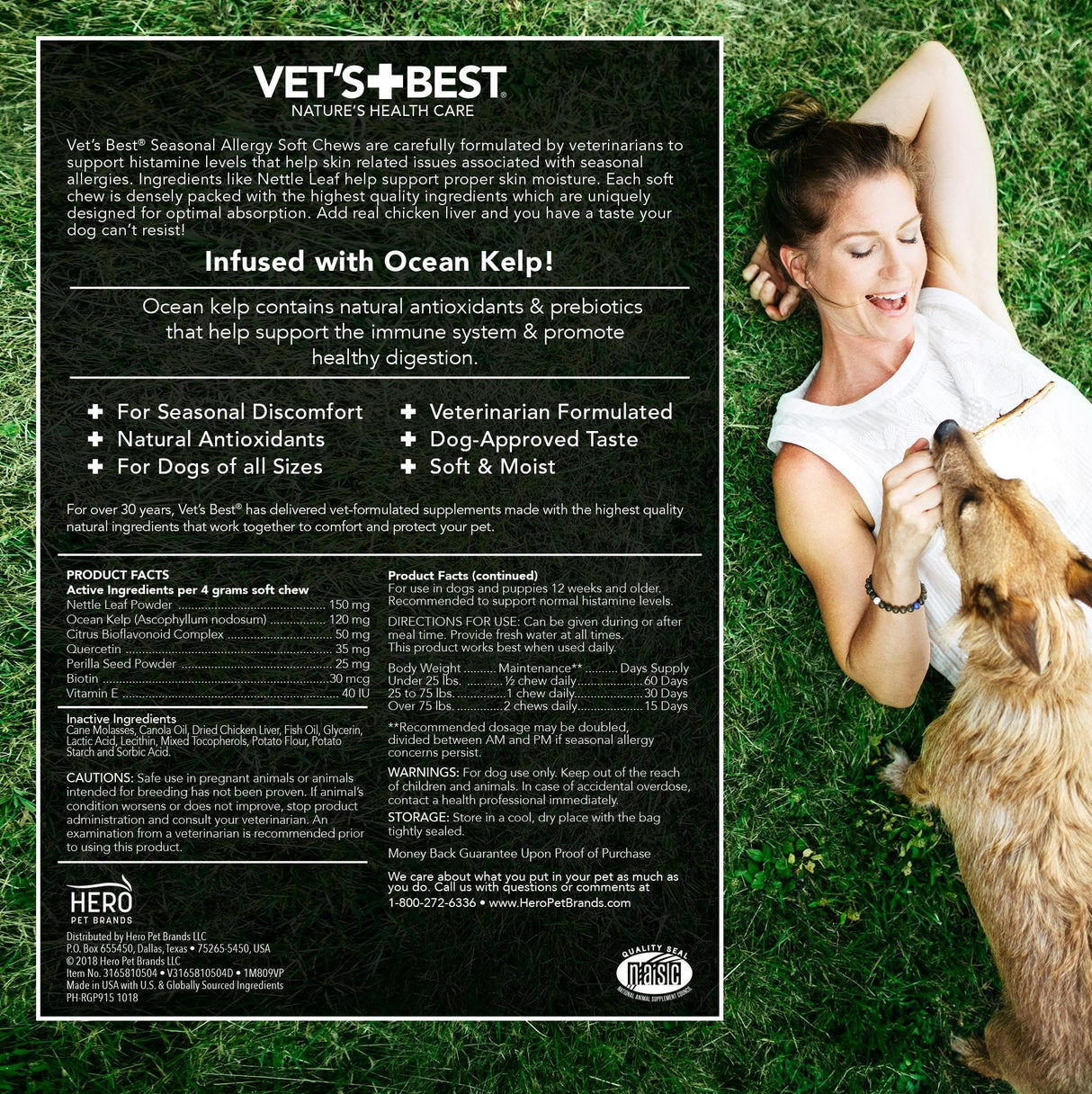 Vet's Best Seasonal Allergy Soft Chew Dog Supplements, Soothes Dogs Skin Irritation Due to Seasonal Allergies, 30 Day Supply