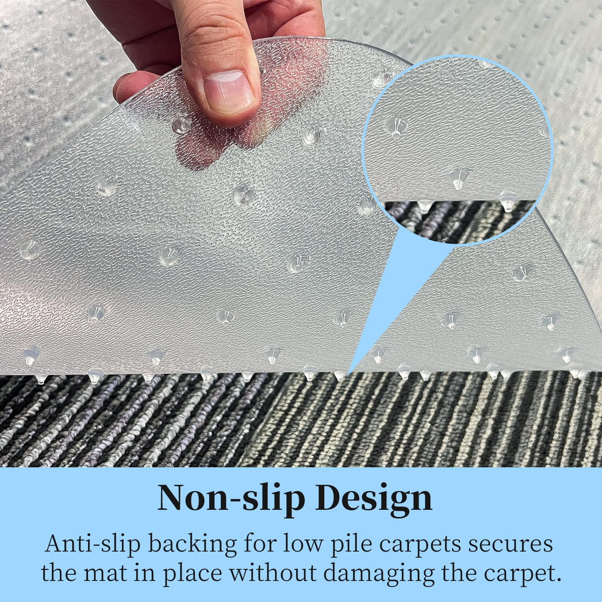 Tonaus Chair Mat for Carpet, 48"×36" T-Shape Transparent PVC Home Office Desk Chair Mat for Floor Protection with Non-Slip Studded Backing Pile Carpet Protector