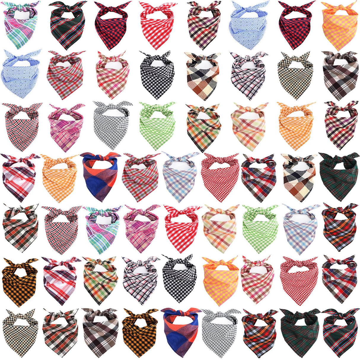 Segarty 60 Pack Triangle Pets Kerchief, 22.8"x15.7" Pet Scarf Washable Plaid Dog Bandanas Accessories Bulk for Small Medium Dogs Cats Large Puppy, Adjustable Reversible Boy Birthday Bibs