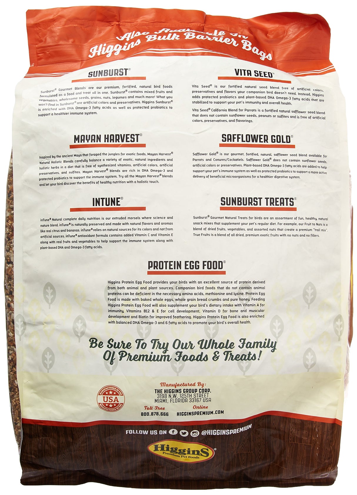 Higgins 466125 Safflower Gold Natural Food For Conure/Cockatiel, 25-Pound